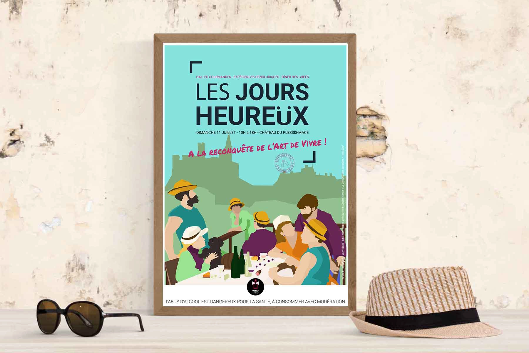 Affiche évènement vin et gastronomie Les Jours Heureux
